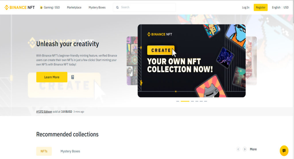 Plataforma de NFT's de Binance - Braindex